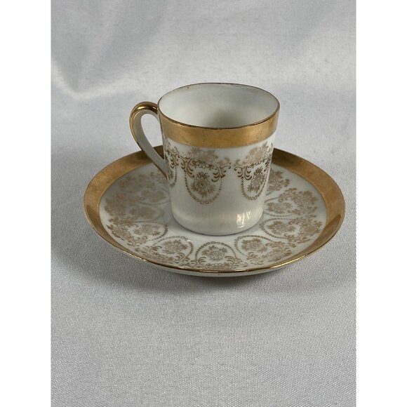 La C'ebone Romantic Demitasse Cup Saucer Fine China 22 K gold La Petite Espresso - Picture 14 of 14